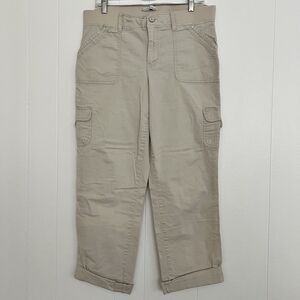 Gloria Vanderbilt Khaki Unltd. Capri Button-Cuff Cargo Pants Women's Size 12